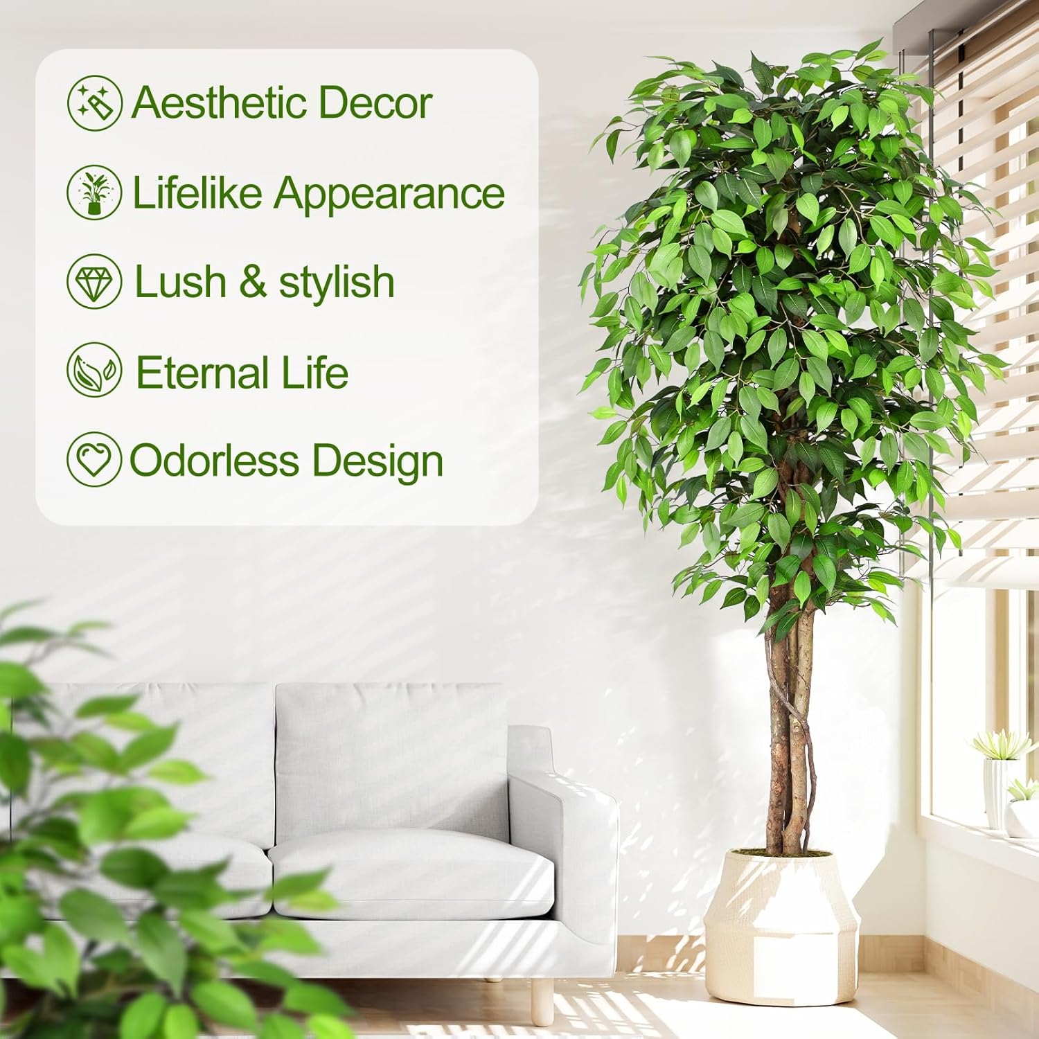 Gerçekçi Yapay Ficus Ağacı, Do - Dracaena Marginata incelemesi ve fiyatı