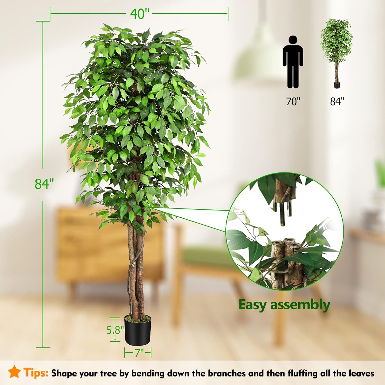 Gerçekçi Yapay Ficus Ağacı, Do - Dracaena Marginata incelemesi ve fiyatı
